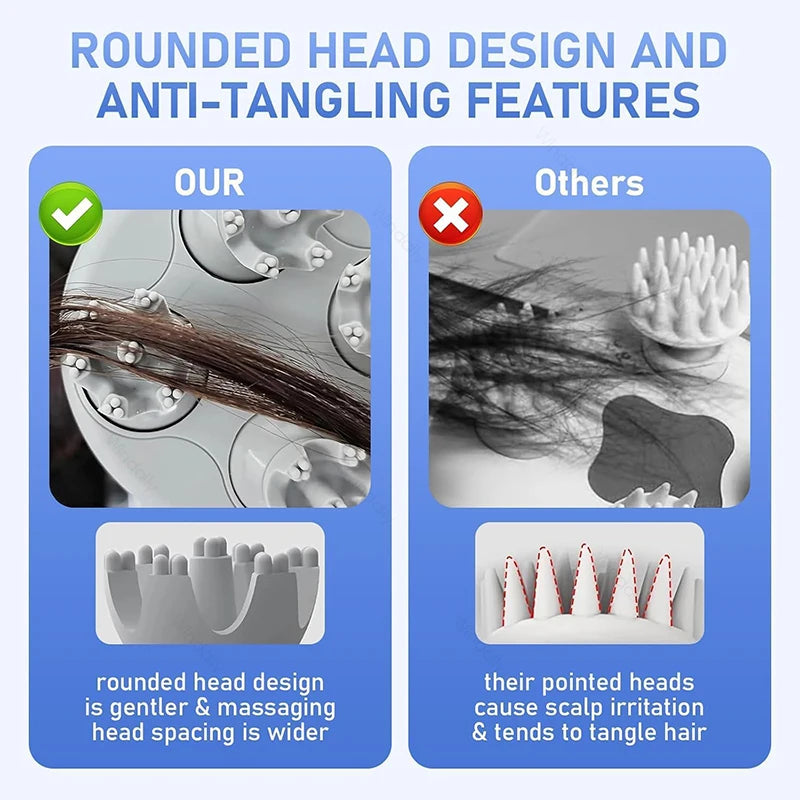 Electric Scalp Massager Cordless Waterproof Kneading Body Relax