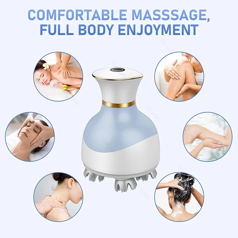 Electric Scalp Massager Cordless Waterproof Kneading Body Relax